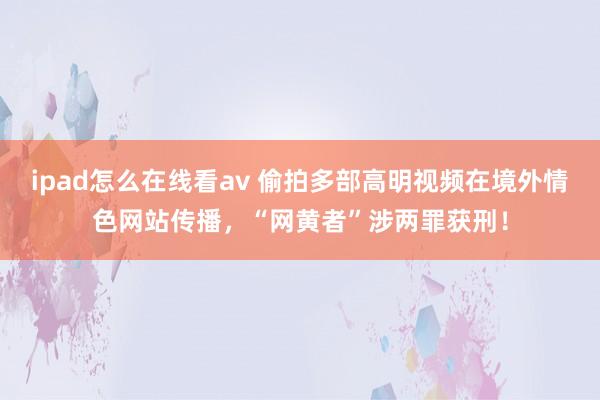 ipad怎么在线看av 偷拍多部高明视频在境外情色网站传播，“网黄者”涉两罪获刑！